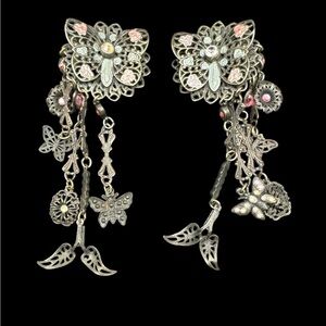 Vintage Banana Bob Whimsical Butterfly Chandelier Earrings Fairycore Earrings